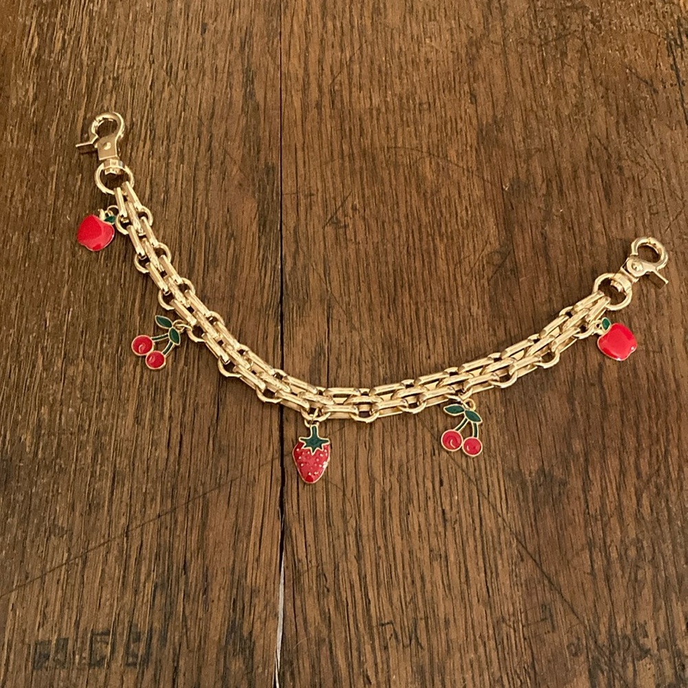Purse/Bag Chain (Medium) with Strawberry, Cherry & Apple Charms NWOT 🍓🍒 🍎